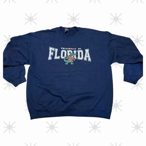University of Florida Gators Sweatshirt Navy Blue Crewneck Collegiate Vintage